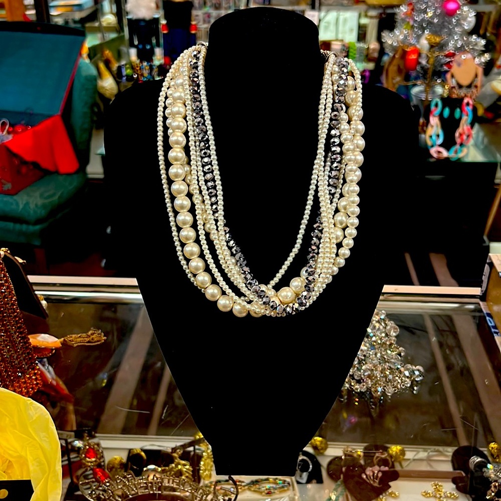Costume Pearls N Silver Crystals